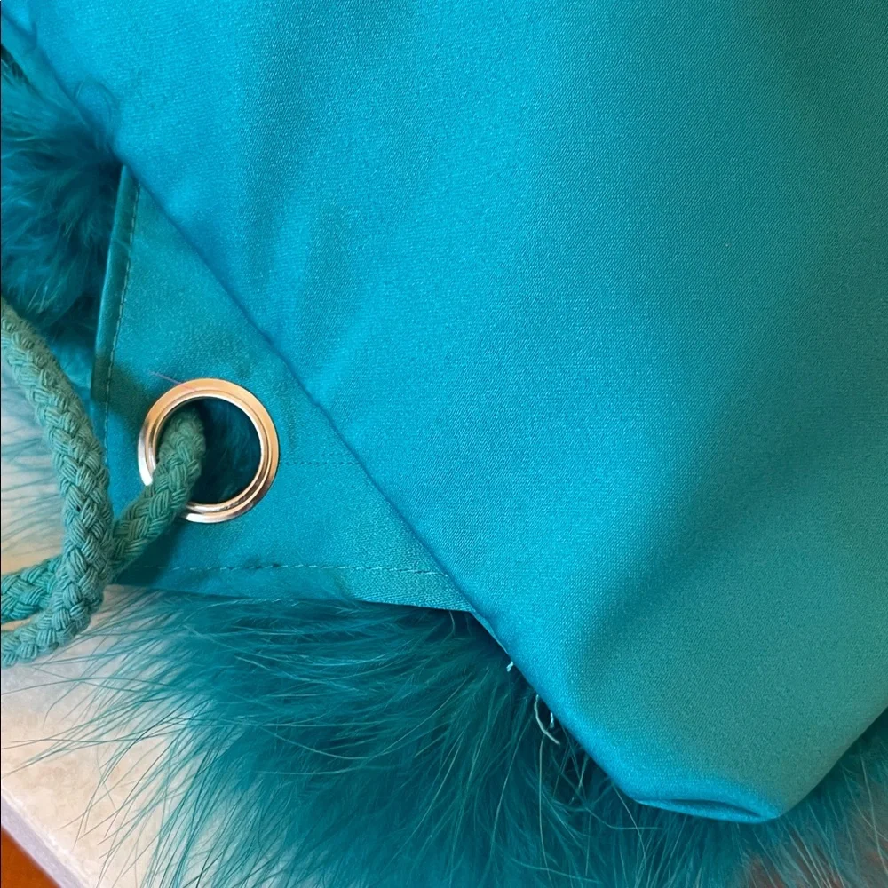 Luxurious Teal Fur BagPack 10x13
